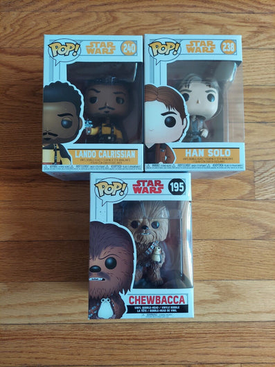 Funko Pop! 3 Star Wars Funko Bundle( Lando,Han Solo & Chewbacca) New, Fast Ship
