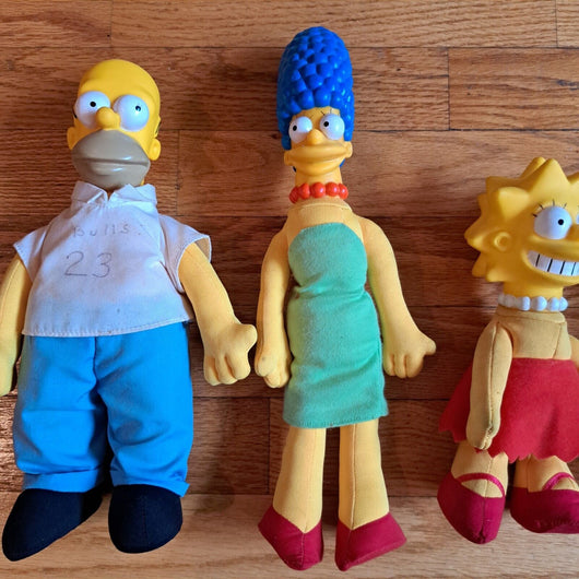Vintage 90s Simpsons Burger King Plush Doll Set 4 Homer Marge Maggie Lisa