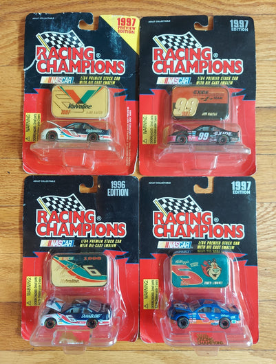 Racing Champions: 1/64 Premier Stock Car With Die Cast Emblem - 4 Lot NEW Sealed
