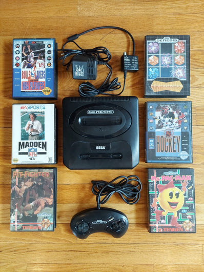 Generation 2 Sega Genesis Console Bundle W/1 Controller, Cables, & 6 Games,Works