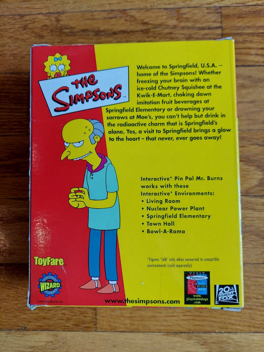 The Simpsons Pin Pal Mr. Burns ToyFare Exclusive Playmates 2001, FAST SHIPPING