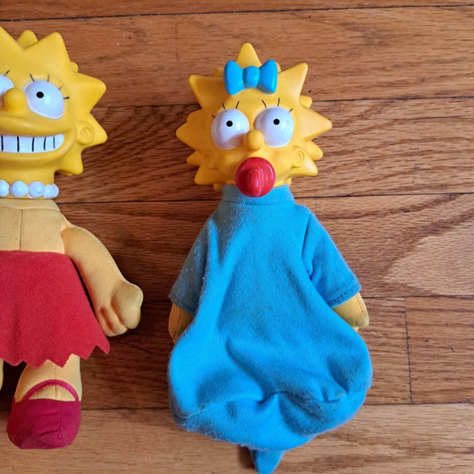 Vintage 90s Simpsons Burger King Plush Doll Set 4 Homer Marge Maggie Lisa 