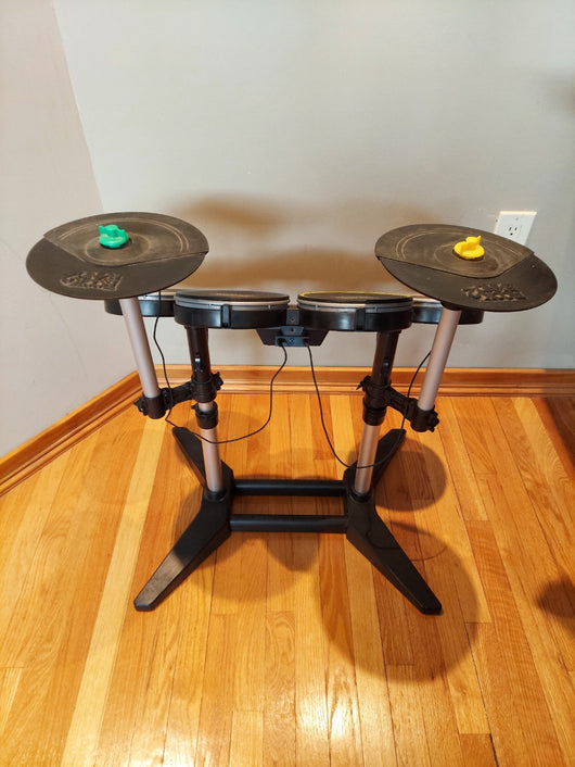 Wii Rockband Bundle W/Wireless Drumset, Cymbals, Wireless Guitar Hero Les Paul