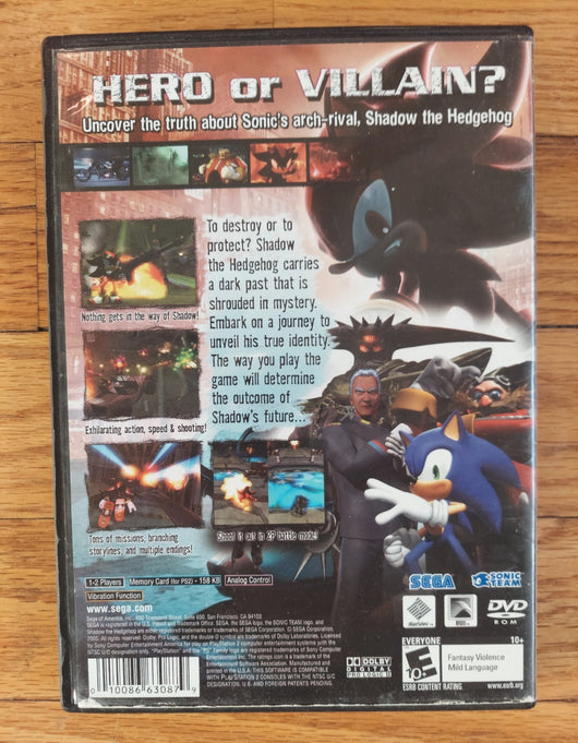 Shadow The Hedgehog - Black Label (No Manual) - PS2 Game - Works Fast Shipping!