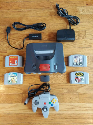 Nintendo 64 Bundle W/1 Controller, RAM Expander, Cords, & 4 Games,Fast Shipping