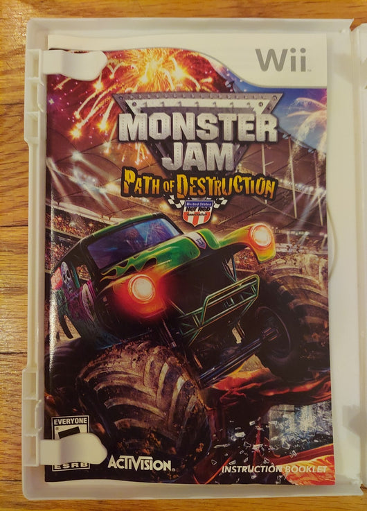 Monster Jam: Path Of Destruction - Nintendo Wii - W/Green Flame Steering Wheel