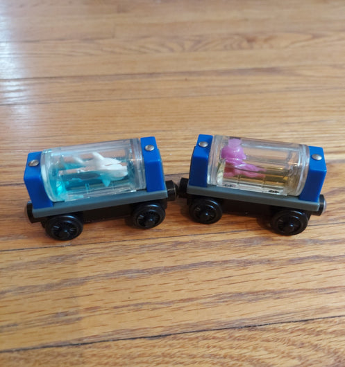 Thomas & Friends Wooden Railway Aquarium Cars (2003) - Shark & Octopus - Vintage
