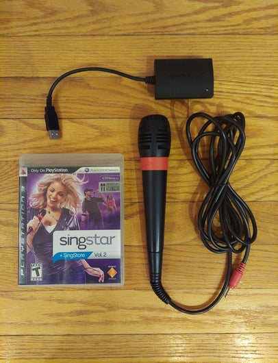Red Singstar Mic W/USB Converter & Singstar Vol. 2 For PS3 - Fast Shipping!