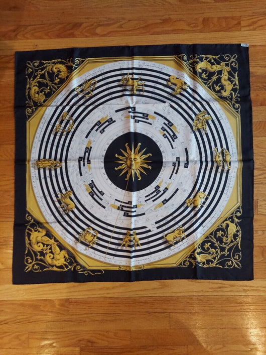 Authentic Hermes Calendar Scarf W/Box, Fast Shipping!