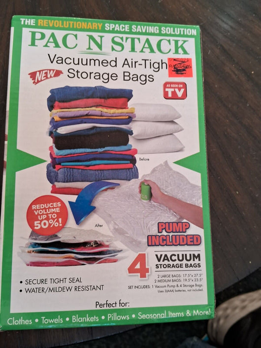 Vacuumed Airtight Storage Bags. Traveling Packing Storing Seasonal Clothing 4 Ct