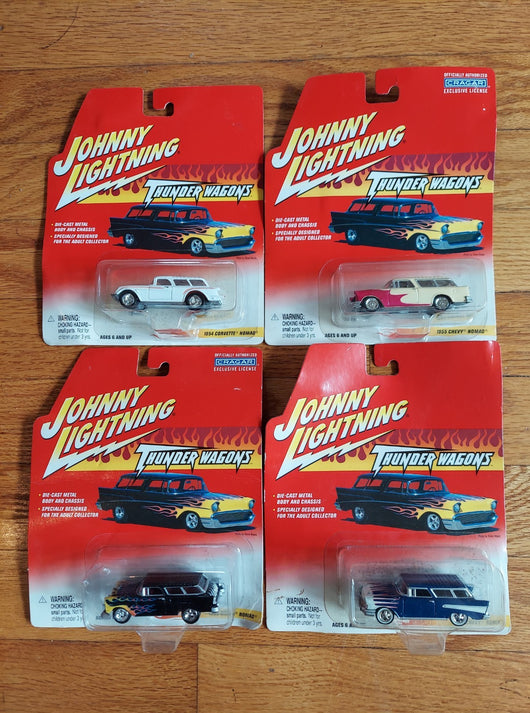 Johnny Lightning: Thunder Wagons - 4 Car Lot (Chevy Nomads) - 1/64 Scale NEW