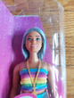 Mattel Barbie Fashionista Doll 170 with Blue Hair and Rainbow Top, Fast Shipping