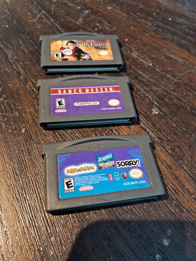 Game boy Advance 3 Game Lot,Harry Potter,Namco Museum,sorry/scrabble/aggravation