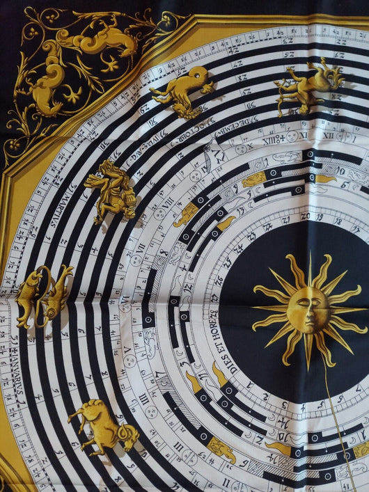 Authentic Hermes Calendar Scarf W/Box, Fast Shipping!
