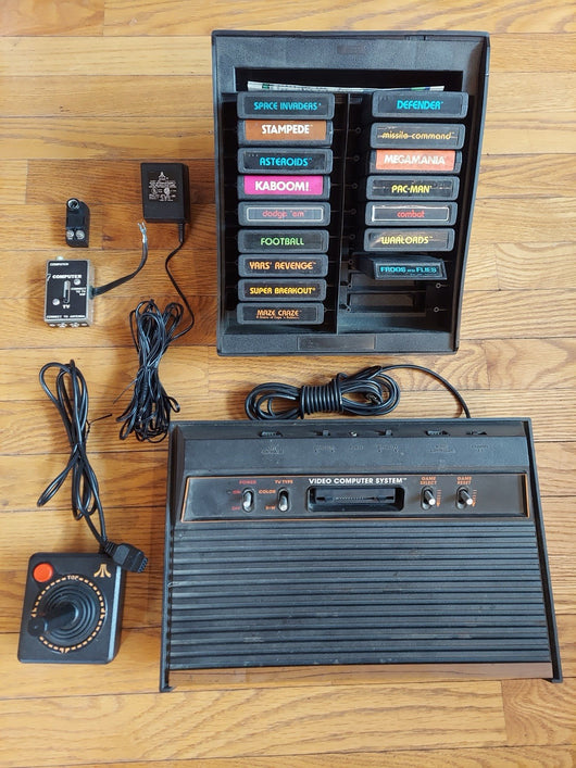 Atari 2600 (CX-2600A) 4-Switch Bundle W/16 Games, 1 Controller, & Cords - Works!