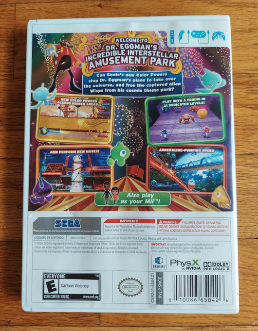 Sonic Colors (CIB) - Nintendo Wii - 3D Platformer Game - Works Fast Shipping!