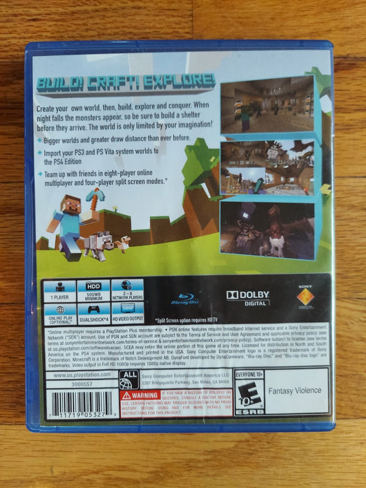 Minecraft PS4 - No Manual,Works,Fast Shipping!