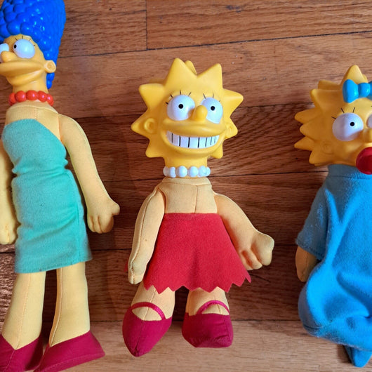 Vintage 90s Simpsons Burger King Plush Doll Set 4 Homer Marge Maggie Lisa