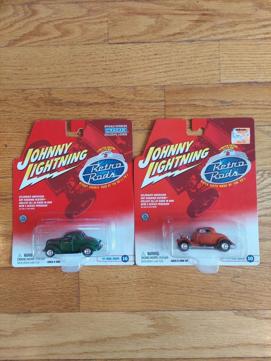 Johnny Lightning: Retro Rods Combo - 1:64 Scale - '34 Ford Coupe Pack