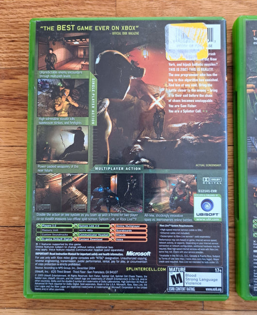 Splinter Cell Combo: Pandora Tomorrow & Chaos Theory - Xbox Game Fast Shipping!