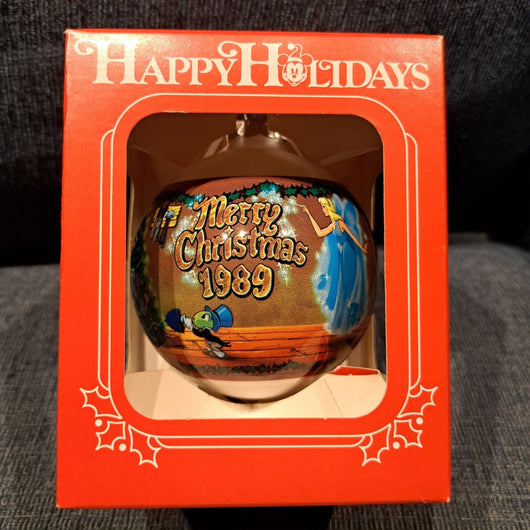 Walt Disney Merry Christmas 1989 Glass Ball Ornament Pinocchio. Fast Shipping