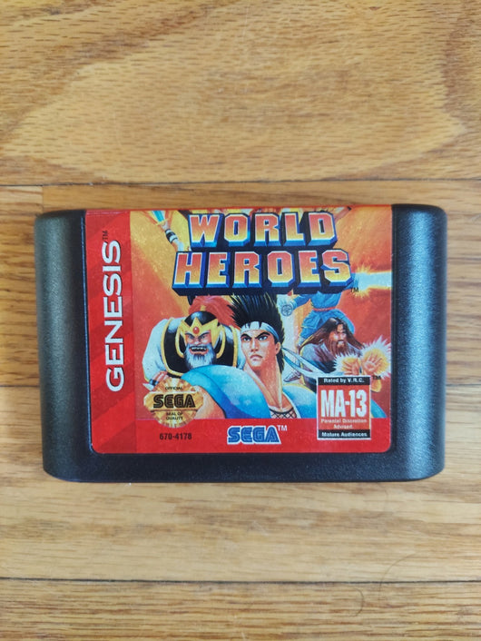 World Heroes (No Manual) - Sega Genesis Game Fighting Arcade Works Fast Shipping
