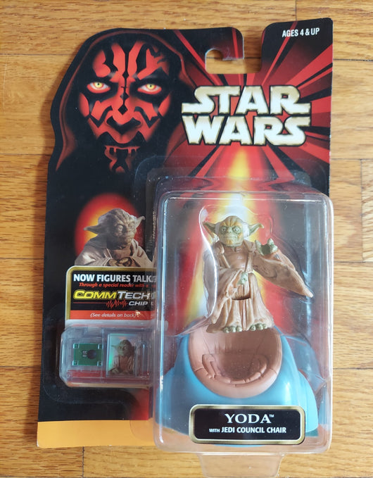 Star Wars: Yoda W/Jedi Council Chair - W/CommTech Chip - Vintage 1998 NEW Sealed