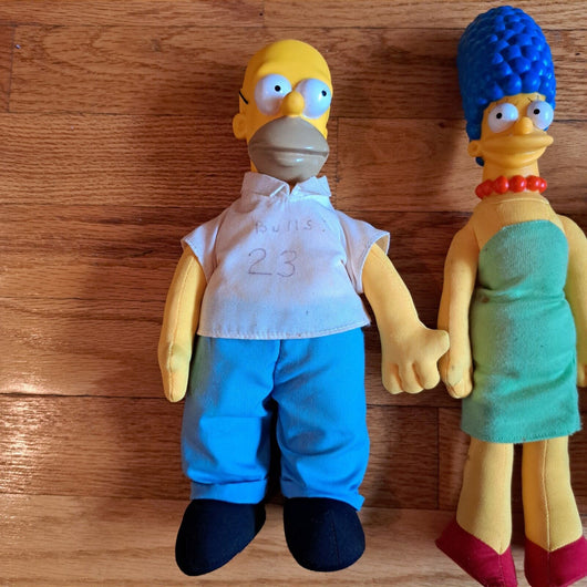 Vintage 90s Simpsons Burger King Plush Doll Set 4 Homer Marge Maggie Lisa 