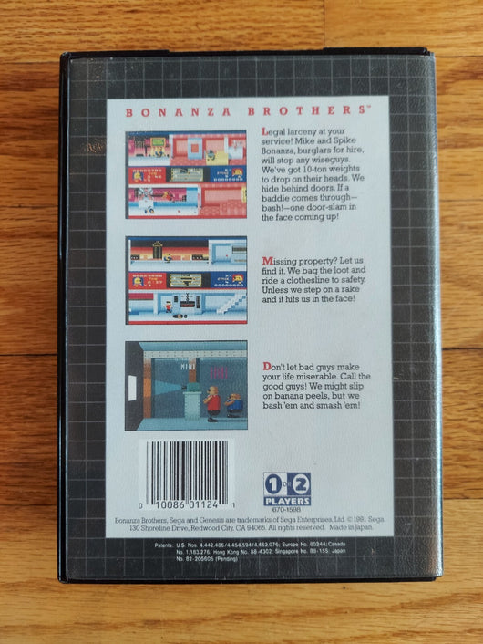 Bonanza Brothers: Wanted Dead Or Alive (No Manual) - Sega Genesis, Works