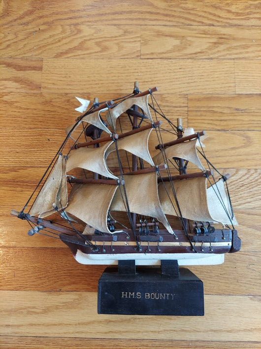 H.M.S Bounty Wooden Ship (Hand Made) Coin Bank By Har-Lee