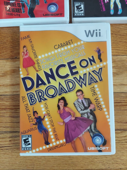 Nintendo Wii Dance Bundle (Just Dance, Just Dance 2, Dance On Broadway), WORKS