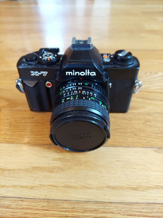 Minolta X-7 Camera W/Focal 1:2.8 28mm Lens, Minolta 1:1.7 50mm Lens, W/ Bag