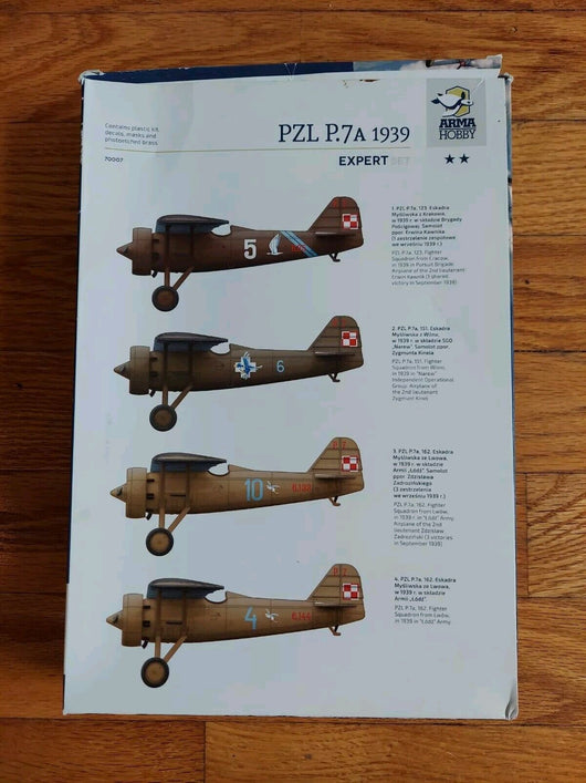 Arma Hobby 1/72 Polish PZL P.7A 1939 Expert Set 70007, Complete, Fast Shipping