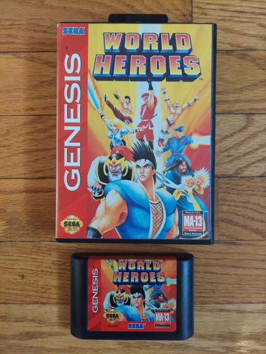 World Heroes (No Manual) - Sega Genesis Game Fighting Arcade Works Fast Shipping