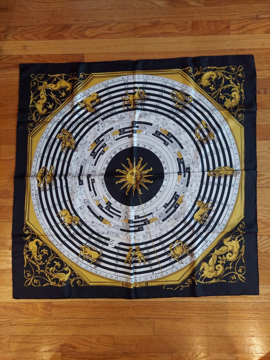 Authentic Hermes Calendar Scarf W/Box, Fast Shipping!