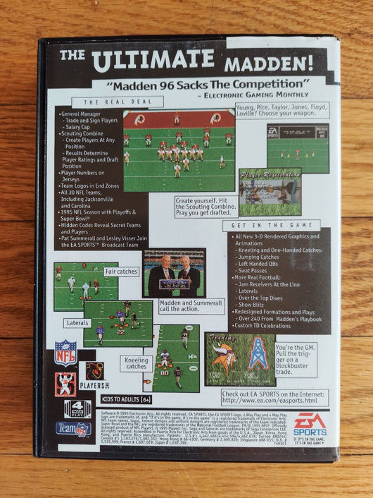 Madden 96 (CIB) - Sega Genesis Game NFL Football Sports, Works, Fast Shipping!
