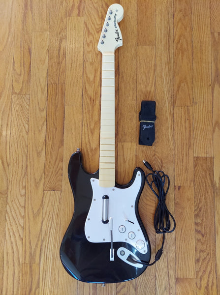 Harmonix Wired Fender Stratocaster Guitar For Xbox 360 W/Strap, Fast Shipping!