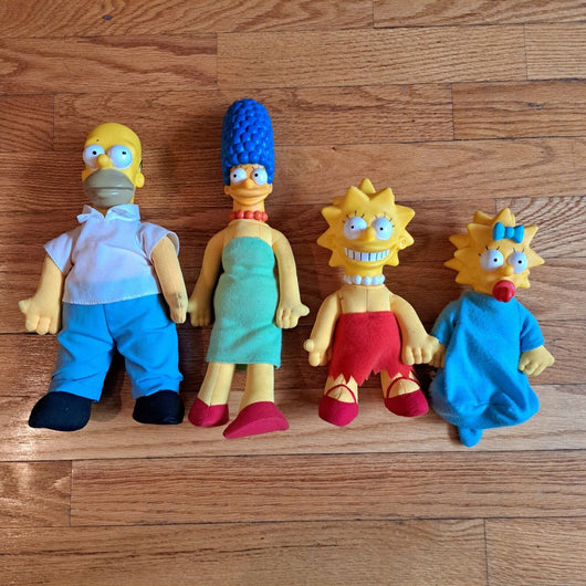 Vintage 90s Simpsons Burger King Plush Doll Set 4 Homer Marge Maggie Lisa