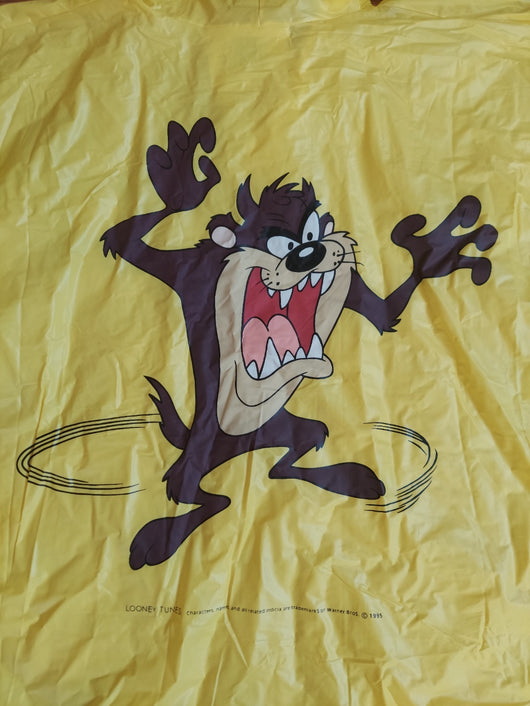 Vintage 1996 Looney Toons Tazmanian Devil Plastic Rain Poncho - Fast Shipping!