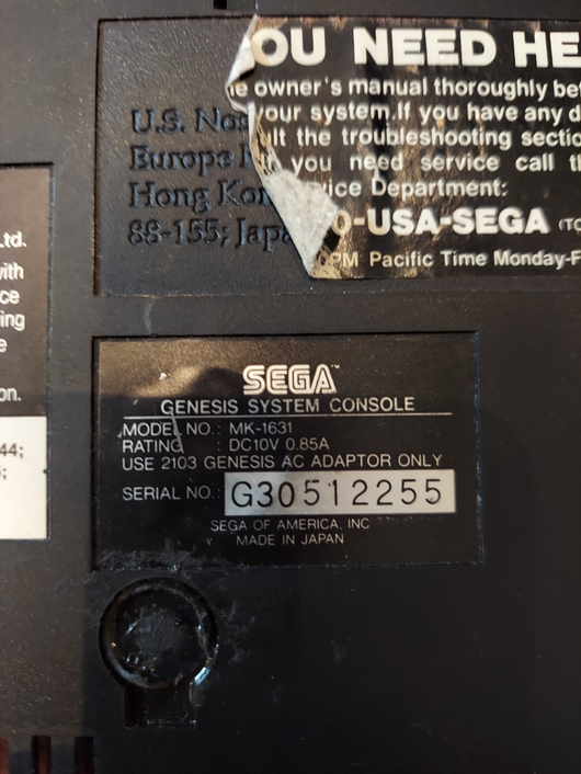 Generation 2 Sega Genesis Console Bundle W/1 Controller, Cables, & 6 Games,Works