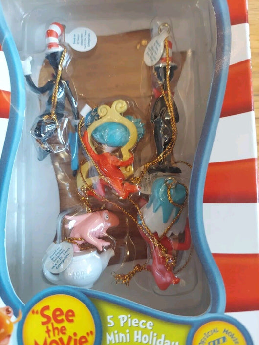 Cat In The Hat: 5 Piece Mini Holiday Ornament Set