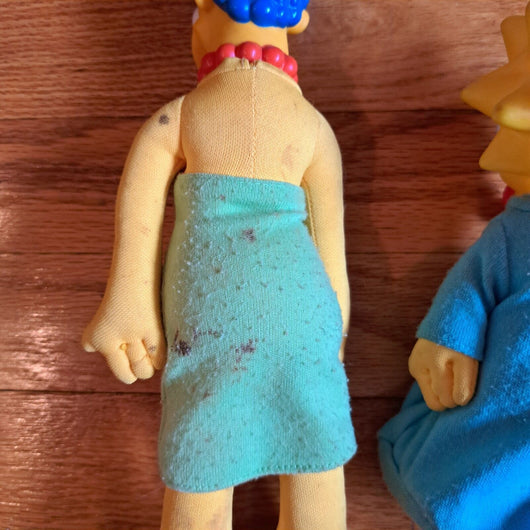 Vintage 90s Simpsons Burger King Plush Doll Set 4 Homer Marge Maggie Lisa 