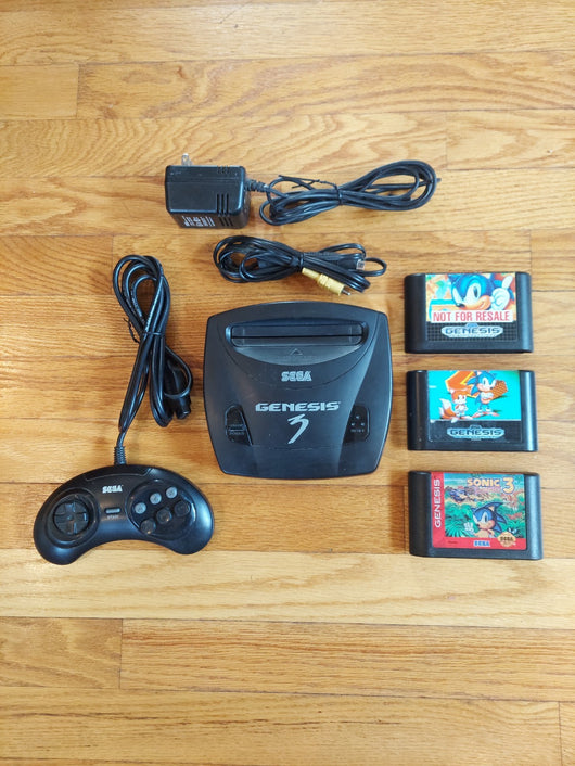 Sega Genesis Gen 3 Sonic Bundle W/1 Console, 1 Controller, Cords, & 3 Sonic game
