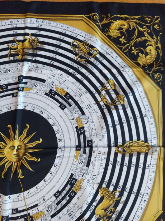 Authentic Hermes Calendar Scarf W/Box, Fast Shipping!