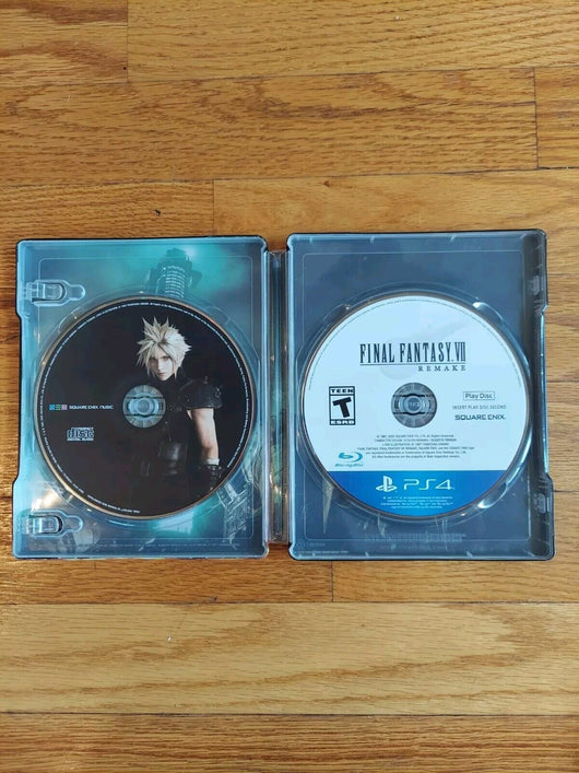 Final Fantasy 7 Remake PS4  Sephiroth Steel Book W/Disc 2 & Soundtrack Disc,Read