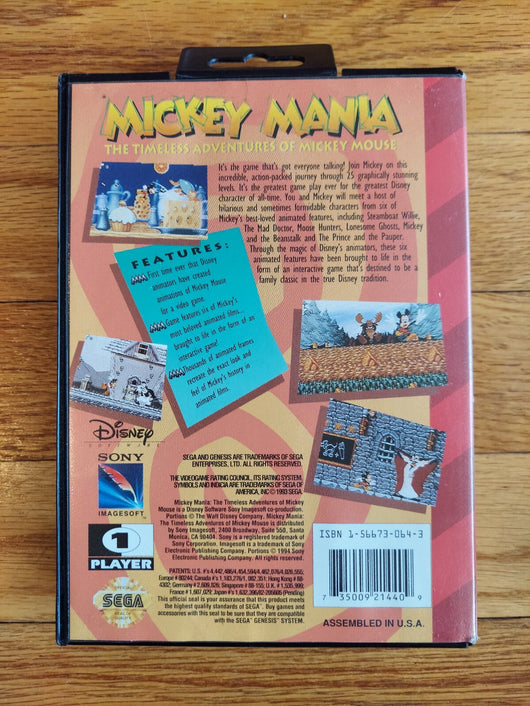 Mickey Mania: The Timeless Adventures Of Mickey Mouse (CIB) - Sega Genesis