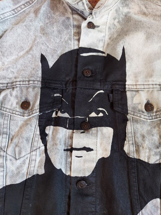 Custom 1960's Batman & Joker Levi Denim Jacket: Men's Size M,Fast Shipping - Retro Daddy Gaming