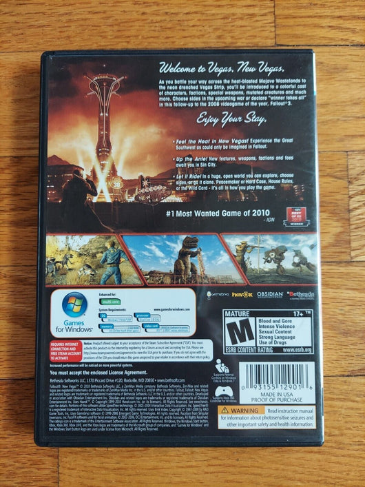 Fallout: New Vegas (2010) PC DVD Game Used Games for Windows Bethesda - Retro Daddy Gaming