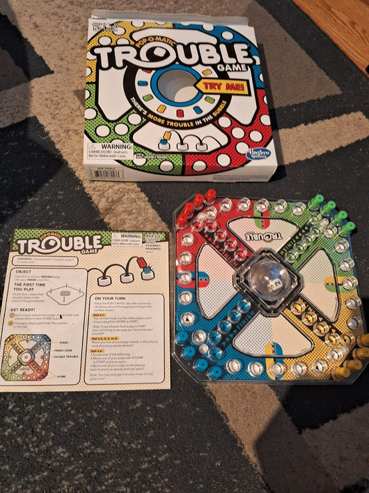 Pop - O - Matic Trouble Board Game for Kids Ages 5 and Up 2 - 4 Players Hasbro Gaming - Retro Daddy Gaming